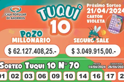 Tuqui 10: cómo salió el sorteo del domingo 14 de abril