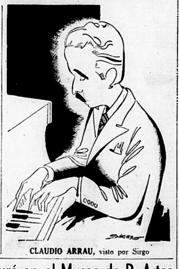 ARTISTA POR ARTISTA. El maestro del dibujo Sirgo agasajó al pianista con uno de sus dibujos.