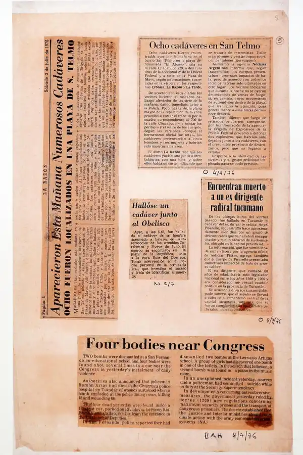 RECORTES PERIODÍSTICOS. Notas de distintos diarios.