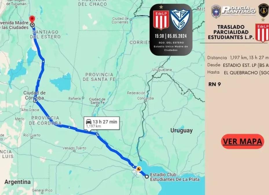 ALTERNATIVA. La gente de Estudiantes de la Plata deberá tomar la Ruta Nacional 9 para llegar hasta el Madre de Ciudades de Santiago del Estero.