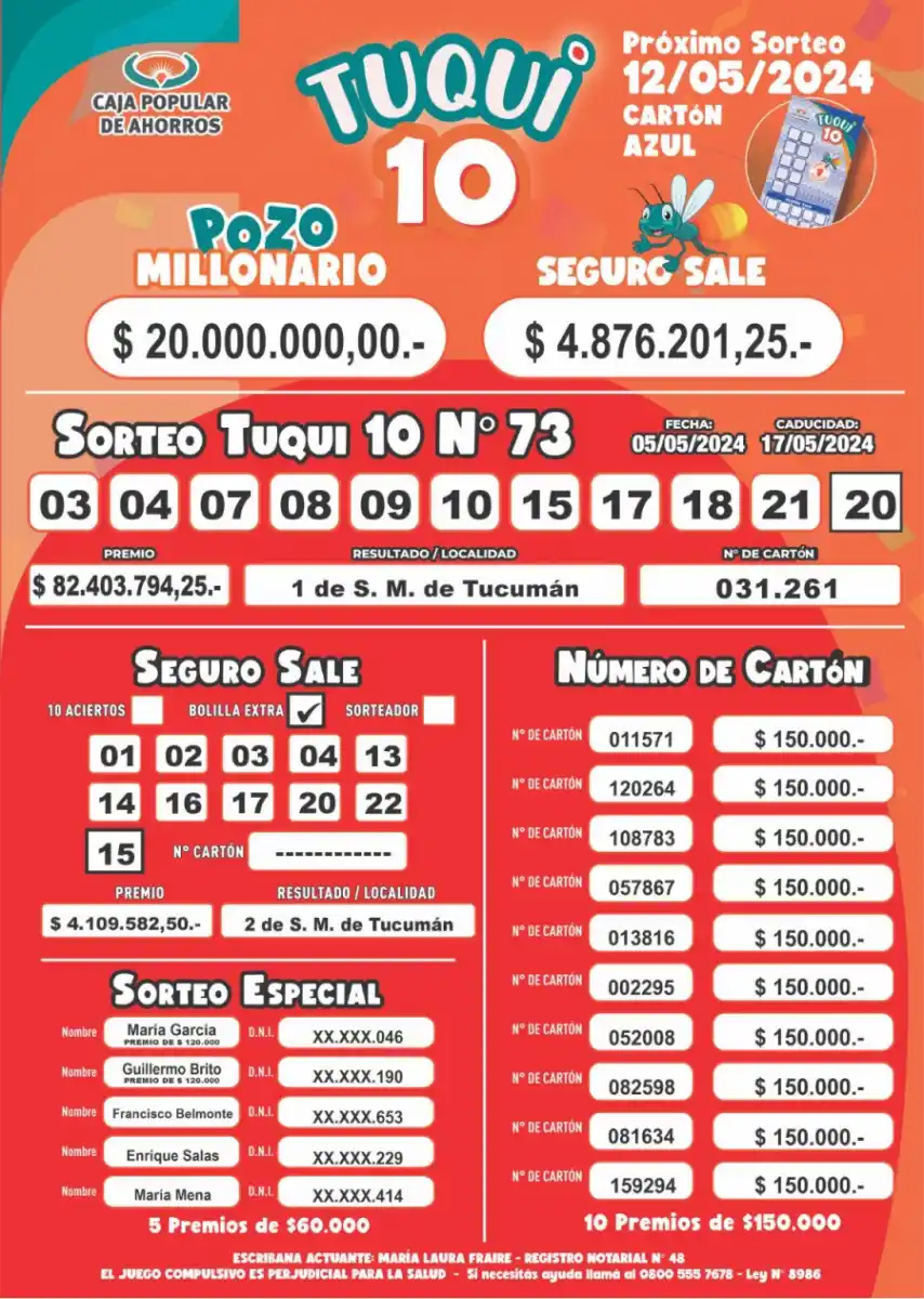 Tuqui 10 tiene un ganador del pozo millonario