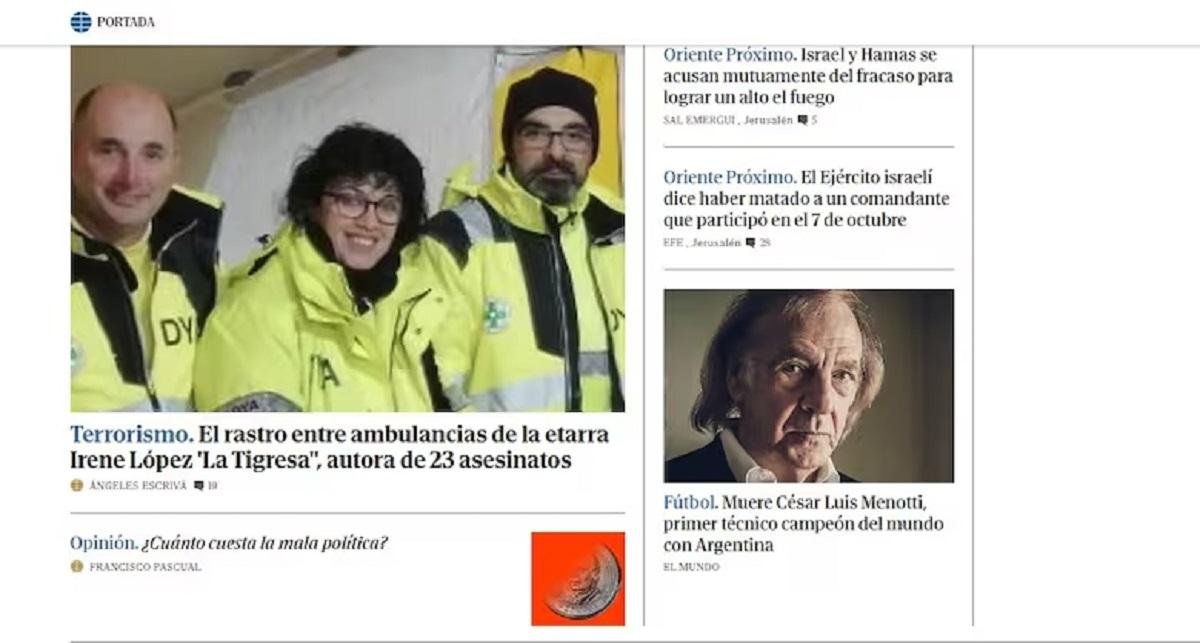 TRISTEZA. El diario El Mundo refleja el fallecimiento de Menotti. 