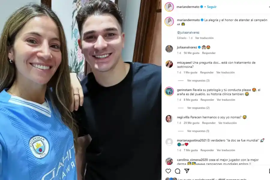 La dermatóloga de Julián Álvarez mostró en las redes el regalo que le hizo el delantero
