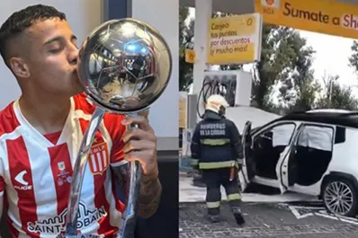 El impactante video del choque de Tiago Palacios en una estación de servicio