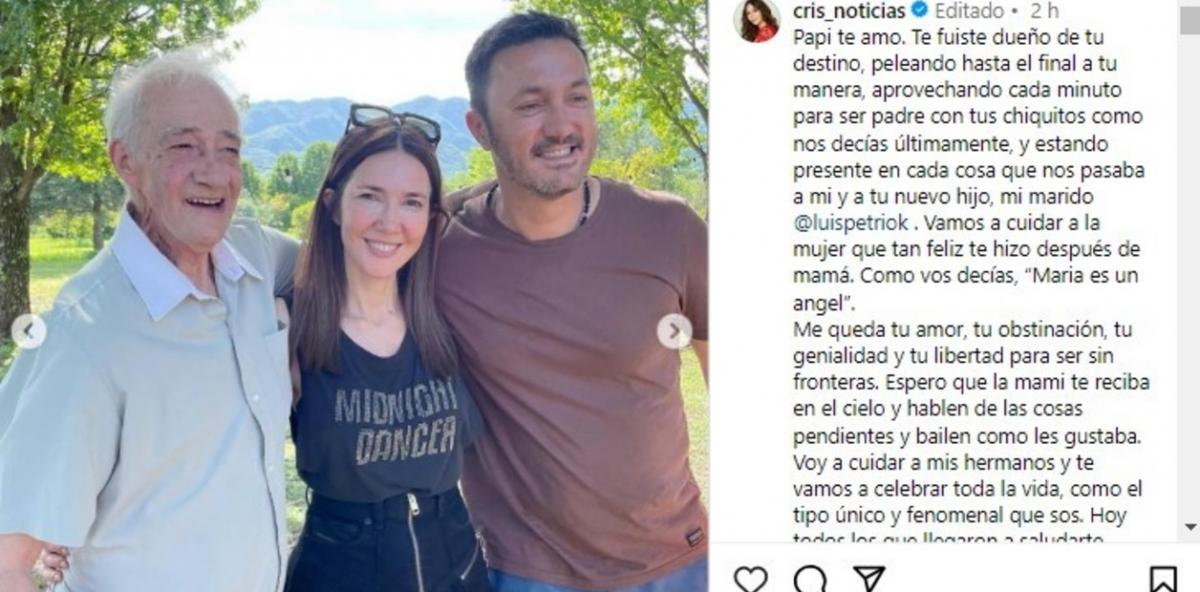 Murió el papá de Cristina Pérez y lo despidió con una emotiva carta