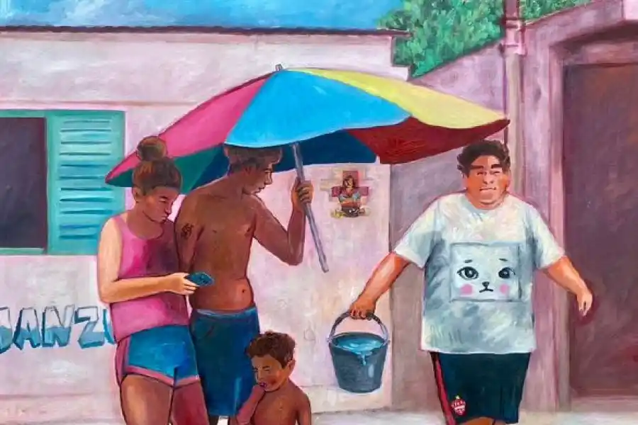 “VEREDEANDO”. Retrato de una familia disfrutando de una pelopincho.