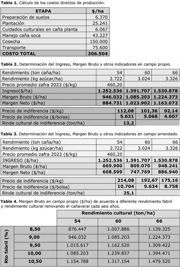 Producir una hectárea de caña en Tucumán durante la campaña 2022/3 costó unos $ 306.500