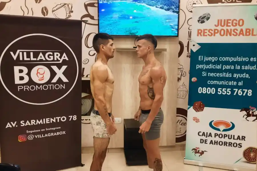 EN PESO. García y Maldonado se desafían con la mirada en el pesaje. En el ring, le sumarán los golpes.