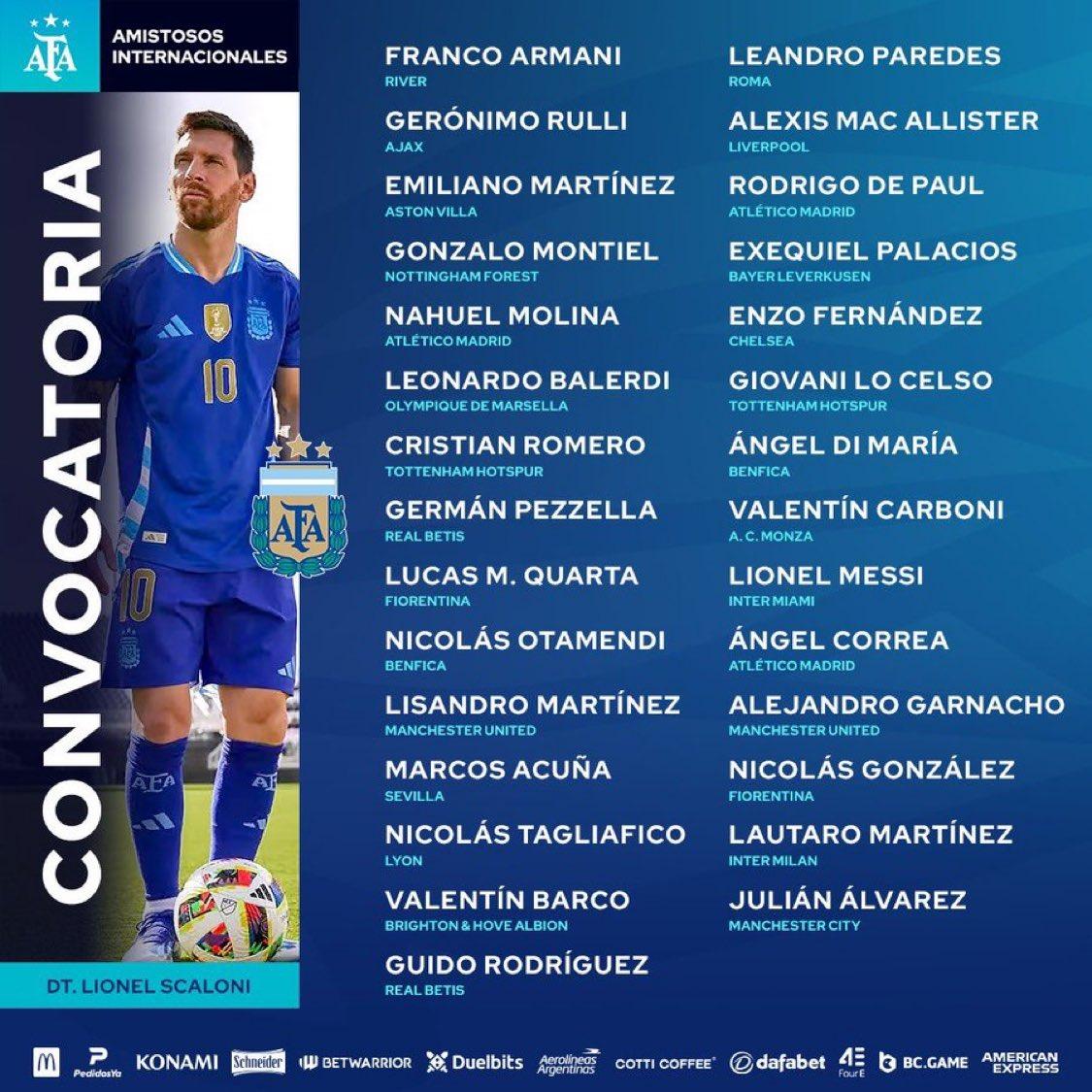 Conocé quienes son los 29 jugadores convocados por Scaloni para los amistosos previos a la Copa América 2024