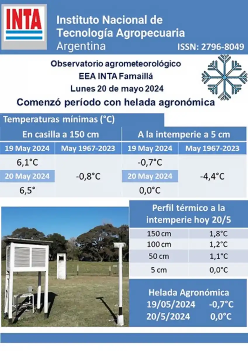 Comenzó el período con heladas que incide directamente en el campo de Tucumán