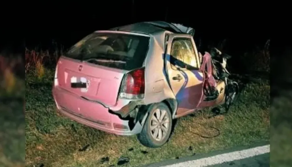 El auto que conducía el dirigente agrario.
