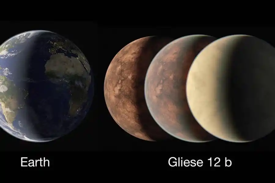 Gliese 12 b comparado con la Tierra. 