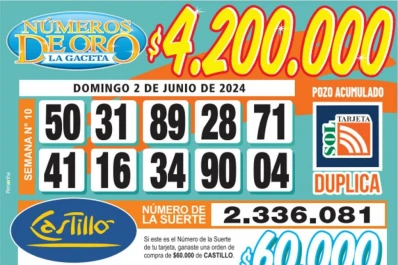 Los Números de Oro de LA GACETA del domingo 2 de junio de 2024