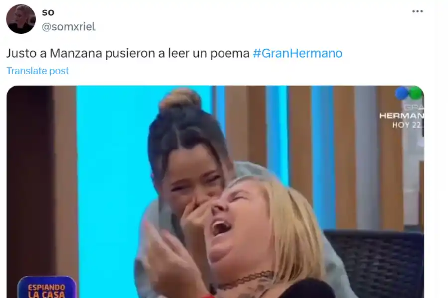 Entró Manzana a la casa de Gran Hermano y estallaron los memes