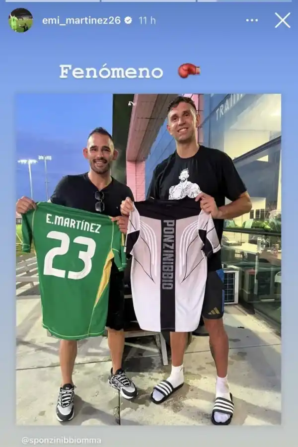 El divertido encuentro entre “Dibu” Martínez y un luchador de la UFC que fue a visitarlo