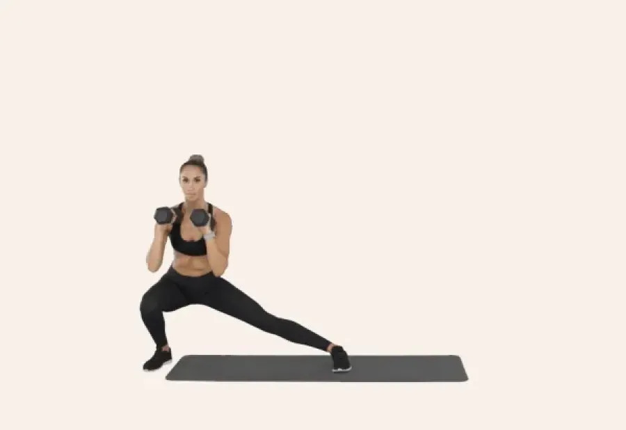 Sentadillas laterales con mancuernas 