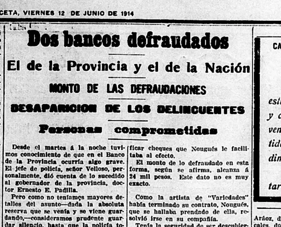 NOTICIA. Nuestro diario presenta la información sobre los hechos delictuales ocurridos en las dos oficinas financieras locales.