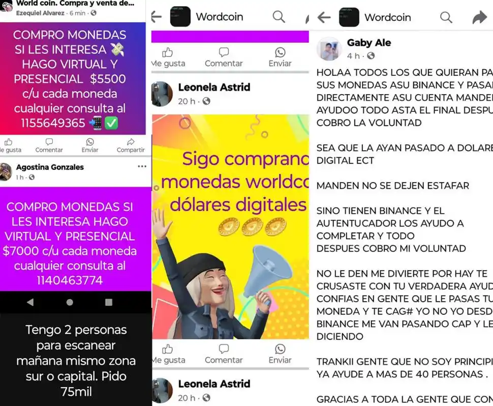 OFRECIMIENTOS. Los mensajes que circulan en las redes sociales.