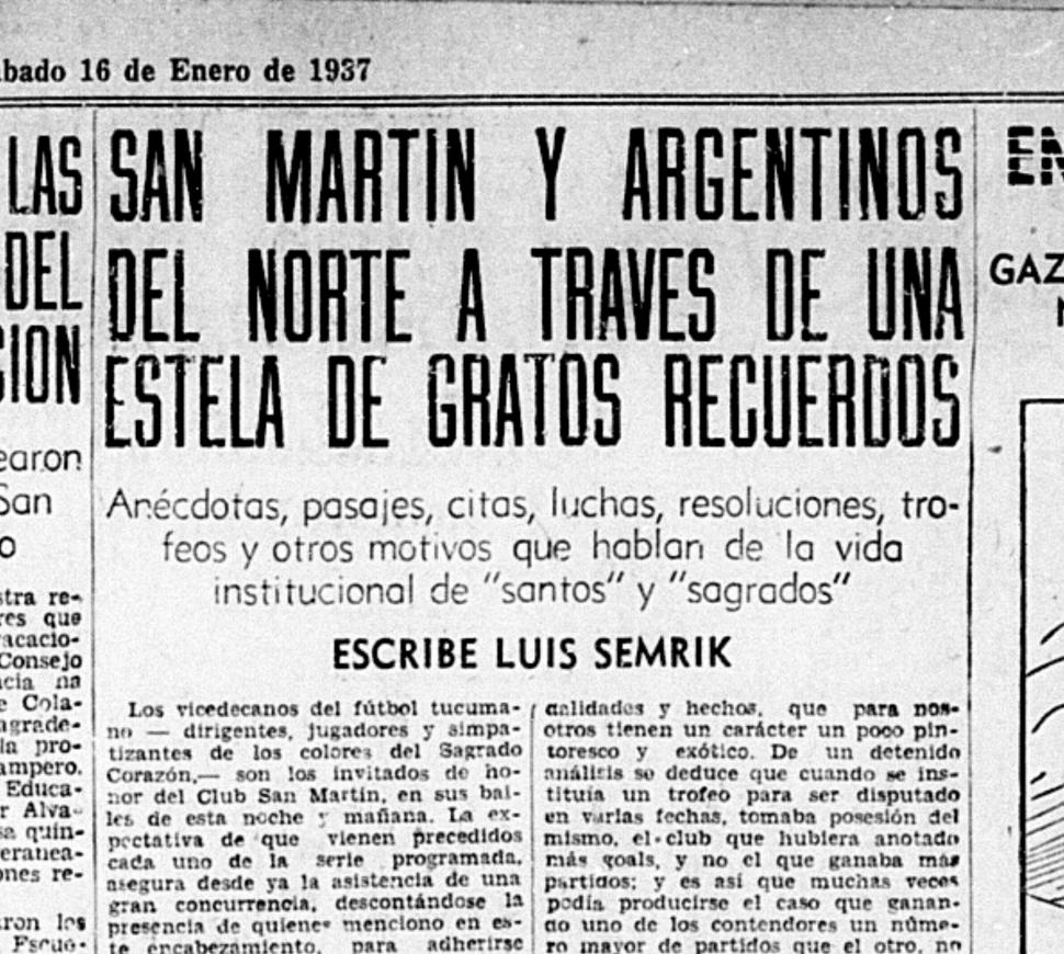 PANORAMA COMPLETO. Las notas de Luis Semrik permitieron en 1937 y ahora hacerse una idea de cómo fueron aquellos años iniciales del fútbol.