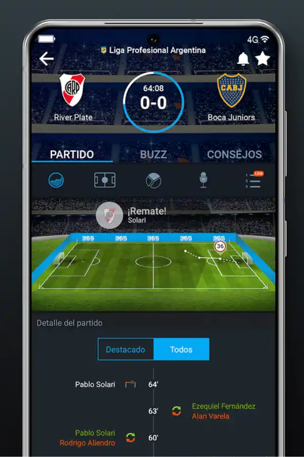 RESULTADOS EN VIVO. 365Score es una aplicación que brinda los resultados y noticias de los partidos como notificaciones. / CAPTURA DE PANTALLA.