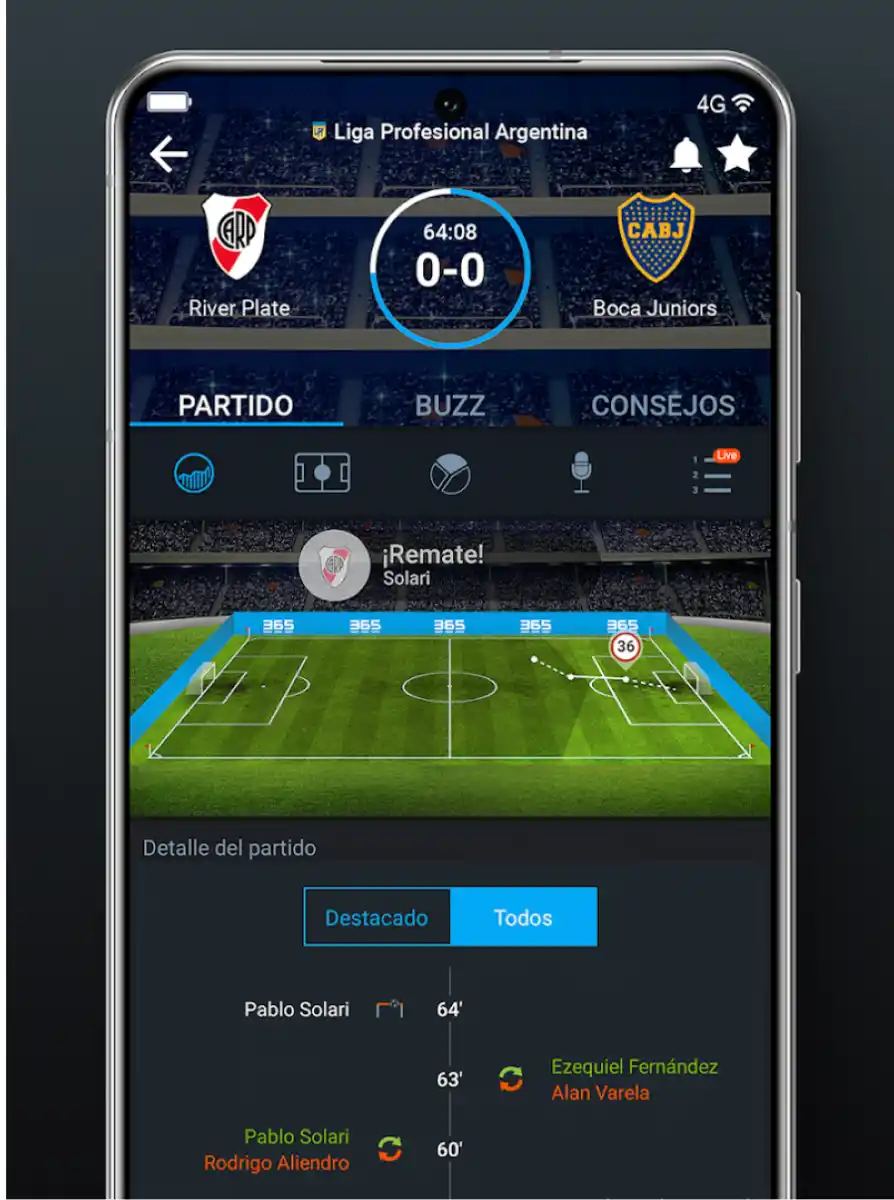 RESULTADOS EN VIVO. 365Score es una aplicación que brinda los resultados y noticias de los partidos como notificaciones. / CAPTURA DE PANTALLA.