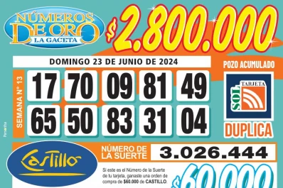 Los Números de Oro de LA GACETA del 23 de junio de 2024