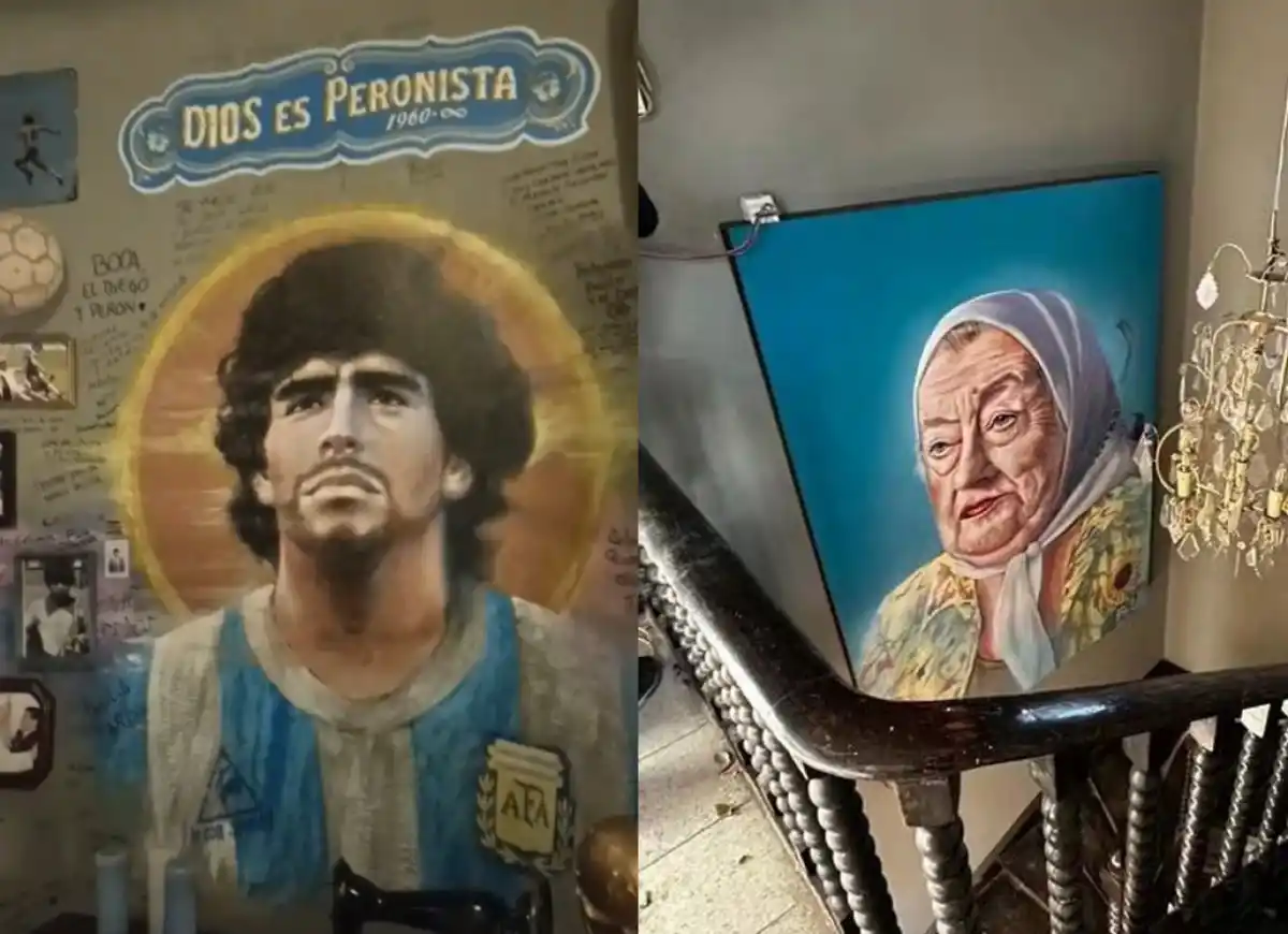 Miles de fotos y murales: cómo es el bodegón de temática peronista que se viralizó en redes