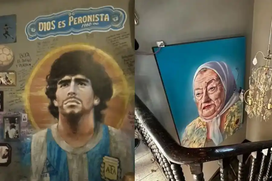 Miles de fotos y murales: cómo es el bodegón de temática peronista que se viralizó en redes