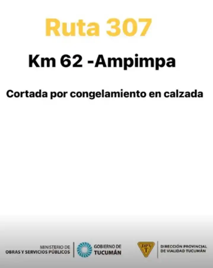 Tafí del Valle, de blanco: por congelamiento cortan un tramo de la ruta 307