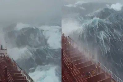 Impactante video: filman desde barcos cargueros el tamaño de las olas en el océano