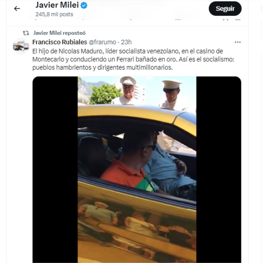 FAKE. Varias cuentas difundieron un video falso y el presidente las compartió desde su perfil. / CAPTURA DE PANTALLA.