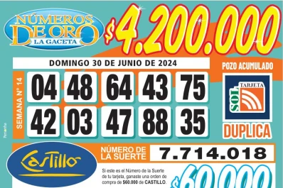 Los Números de Oro de LA GACETA del 30 de junio de 2024