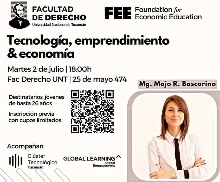 EL FLYER. Majo Boscarino, economista y becaria Fulbright, disertará en la actividad. / CAPTURA DE PANTALLA.