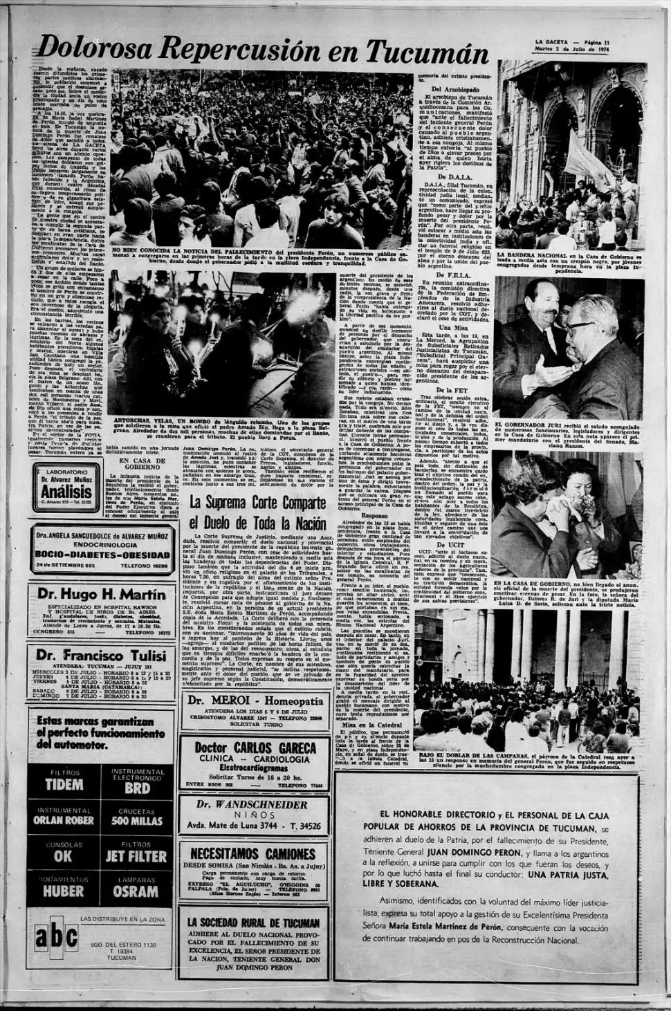 REPERCUSIÓN. La provincia no quedó al margen de la conmoción política y social que generó la noticia.