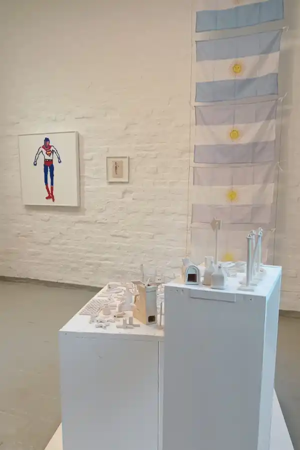 EL PODER. La bandera, máximo símbolo patrio nacional, en degradé y la imagen del superpoderoso a la par. 