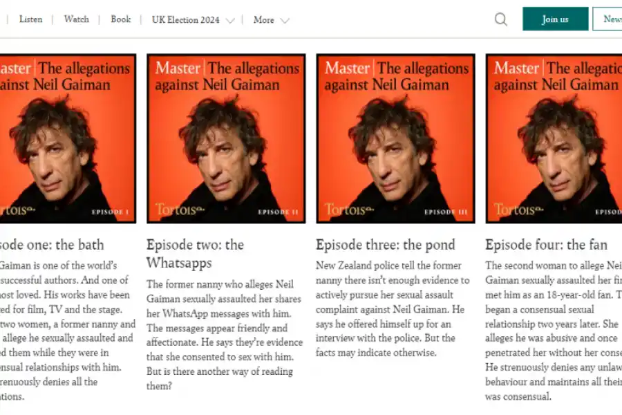 TORTOISE MEDIA. El podcast donde se dieron a la luz las acusaciones contra el creador de Coraline. / CAPTURA DE PANTALLA.