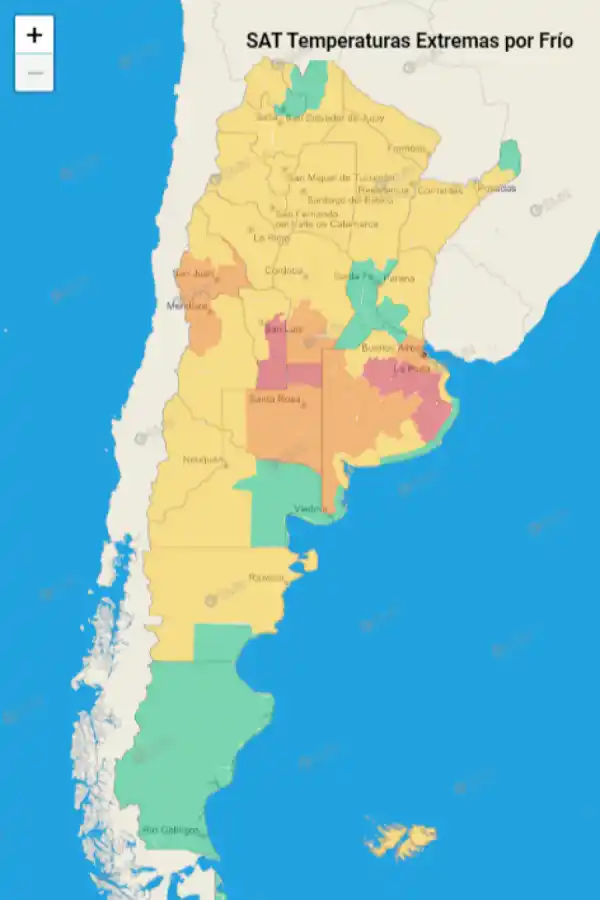 Mapa de alertas del Servicio Meteorológico Nacional