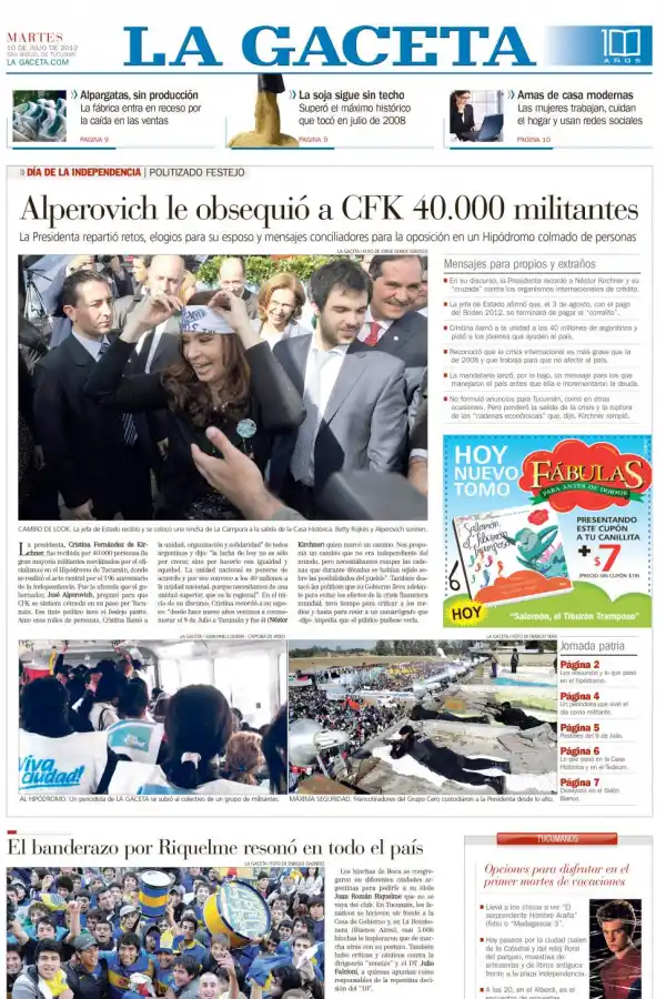 DESPEDIDA. El 9 de julio de 2015, Cristina habló ante una multitud en el hipódromo. Fue su última visita presidencial.