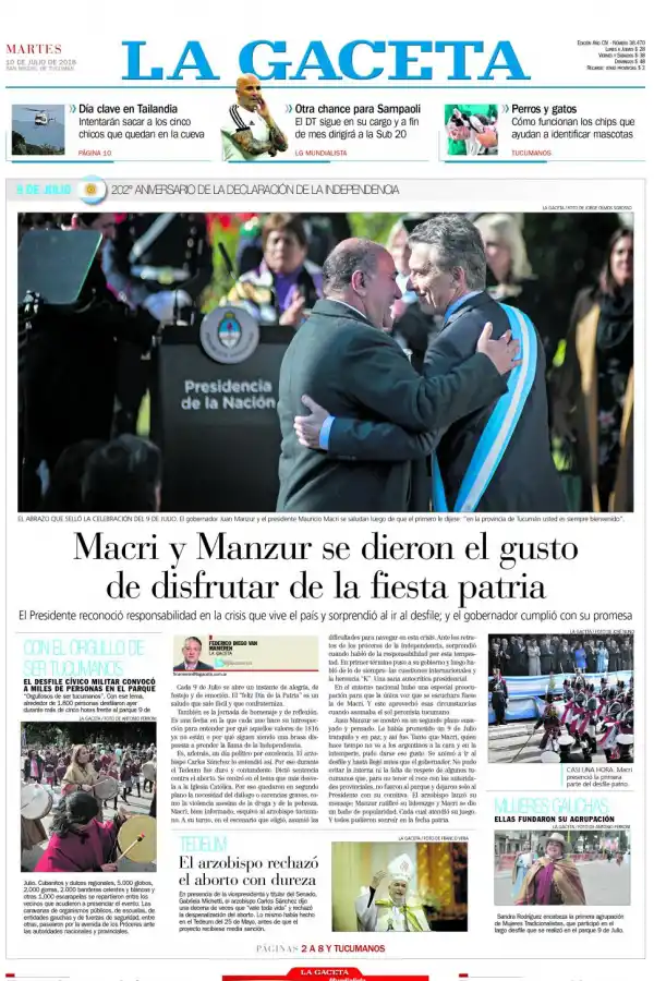 ABRAZO. En 2018 las diferencias entre el presidente Macri y el Gobernador quedaron de lado durante la fiesta.
