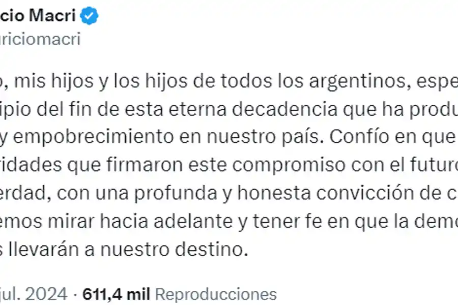 Captura de X/@mauriciomacri.