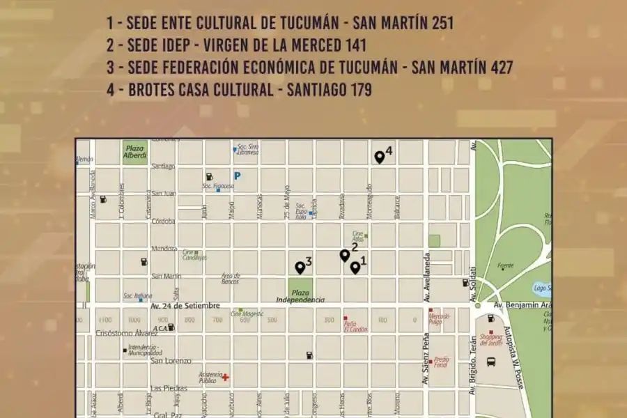 MAPA. Los organizadores brindaron un mapa con las sedes donde se realizarán las actividades. / INSTAGRAM @cdvt:oficial.