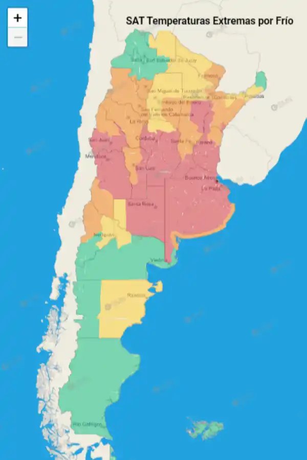 Mapa de alertas del Servicio Meteorológico Nacional