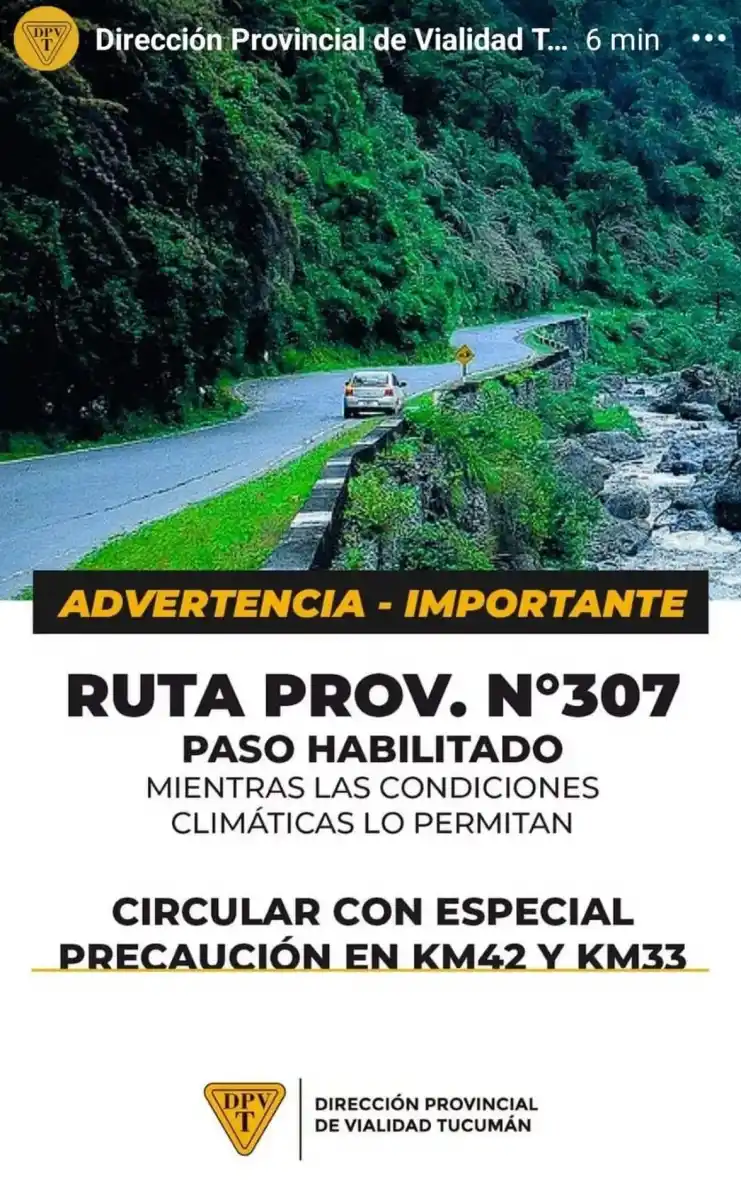 Se derritió el hielo y habilitaron el paso de vehículos por la ruta 307, a Tafí del Valle