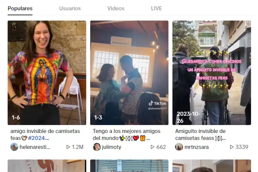 REMERAS BIZARRAS. El regalo se usa más tarde para salir al boliche. / CAPTURA DE PANTALLA.