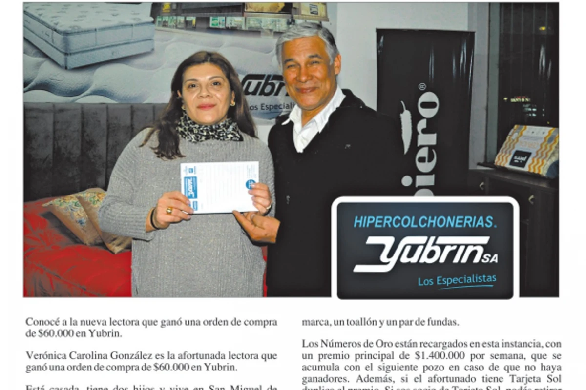 Números de la Suerte: Verónica Carolina González ganó una orden de compra de $60.000 en Yubrin