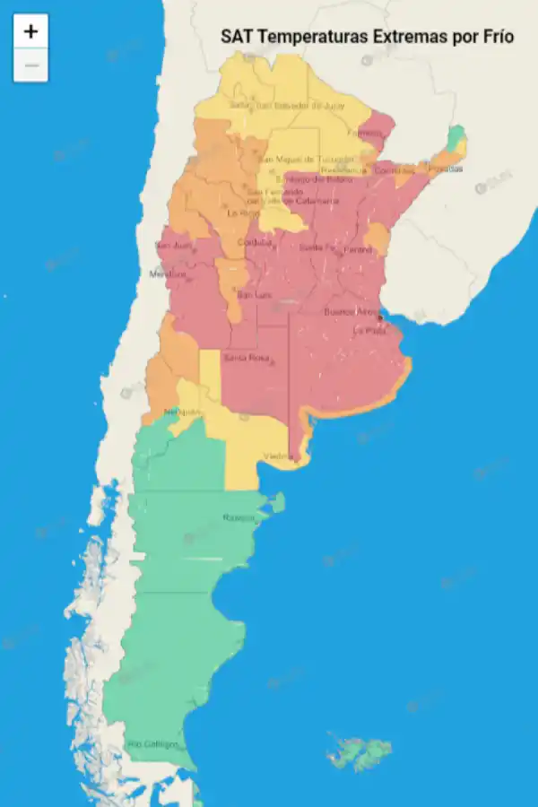Mapa de alertas del Servicio Meteorológico Nacional