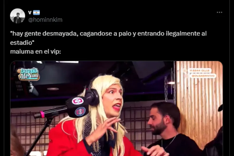 CARO PRESENTE. Los usuarios compararon a Maluma con Caro Pardíaco en Olga, que siempre está en una fiesta. / CAPTURA DE PANTALLA.