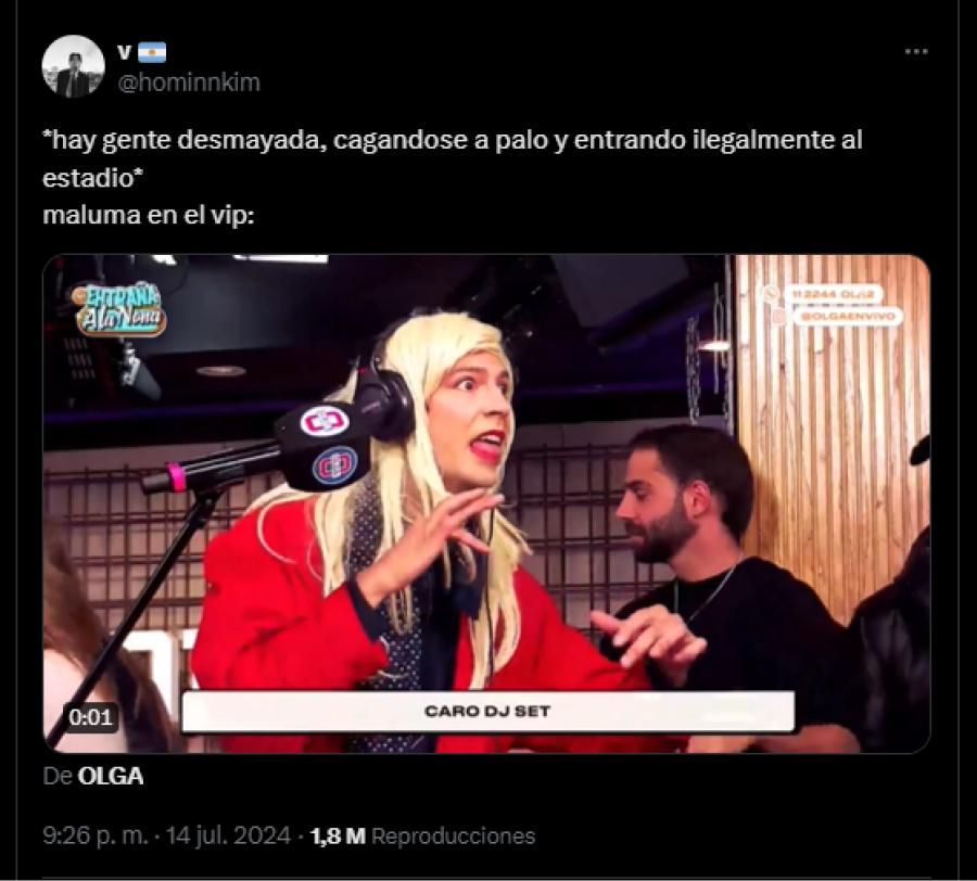 CARO PRESENTE. Los usuarios compararon a Maluma con Caro Pardíaco en Olga, que siempre está en una fiesta. / CAPTURA DE PANTALLA.