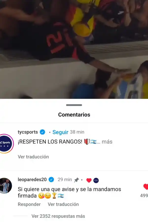 Paredes apuntó contra un cantante colombiano que quiso robar una camiseta argentina