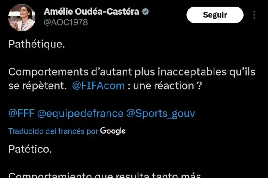 La dura crítica de la ministra francesa a la selección argentina por los cánticos racistas: “¿Una reacción por parte de la FIFA?”